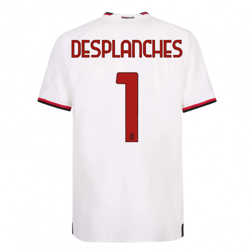 キッズフットボールセバスティアーノ・デプランシュ#1赤いホワイトアウェイシャツ2022/23ジャージーユニフォーム