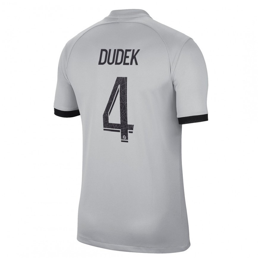 キッズフットボールパウリナ・ドゥデク#4グレーアウェイシャツ2022/23ジャージーユニフォーム