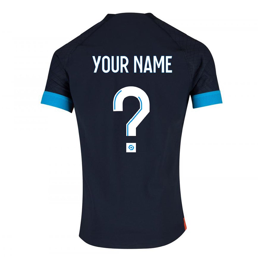 キッズフットボールあなたの名前#0ブラックオリンピックアウェイシャツ2022/23ジャージーユニフォーム