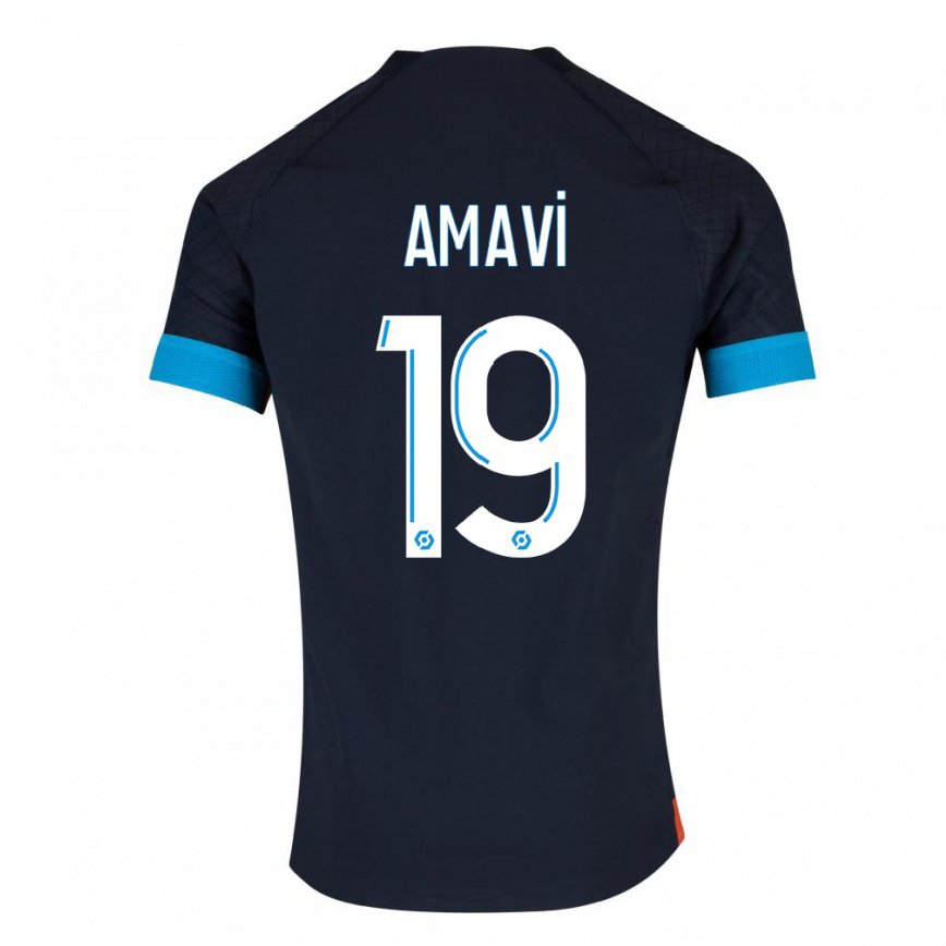 キッズフットボールジョルダン・アマヴィ#19ブラックオリンピックアウェイシャツ2022/23ジャージーユニフォーム
