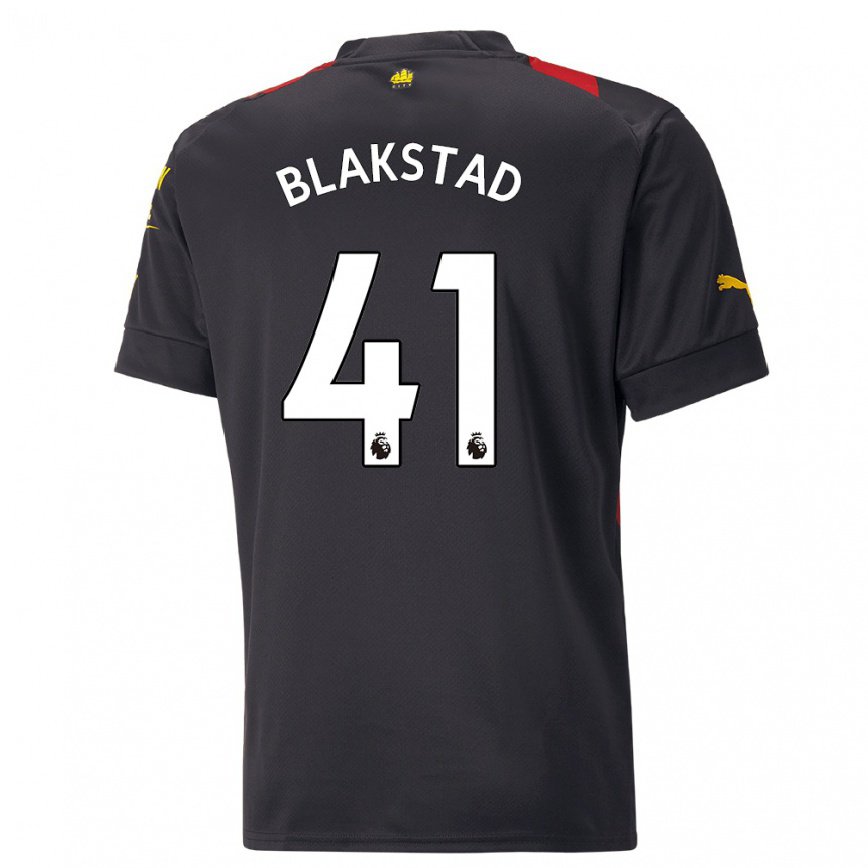 キッズフットボールジュリー・ブラクスタッド#41ブラックレッドアウェイシャツ2022/23ジャージーユニフォーム