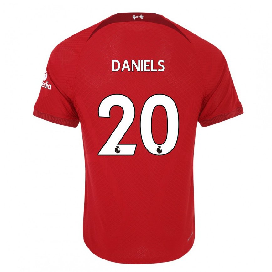 メンズフットボールヤナ・ダニエルズ#20濃い赤ホームシャツ2022/23ジャージーユニフォーム