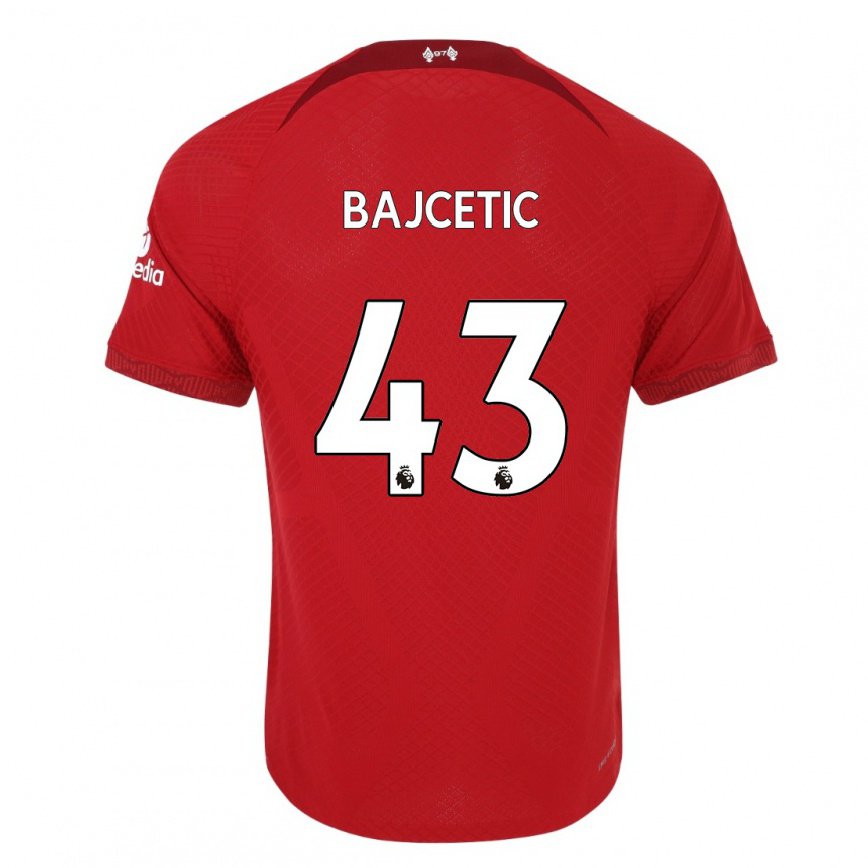 メンズフットボールステファン・バイチェティック#43濃い赤ホームシャツ2022/23ジャージーユニフォーム