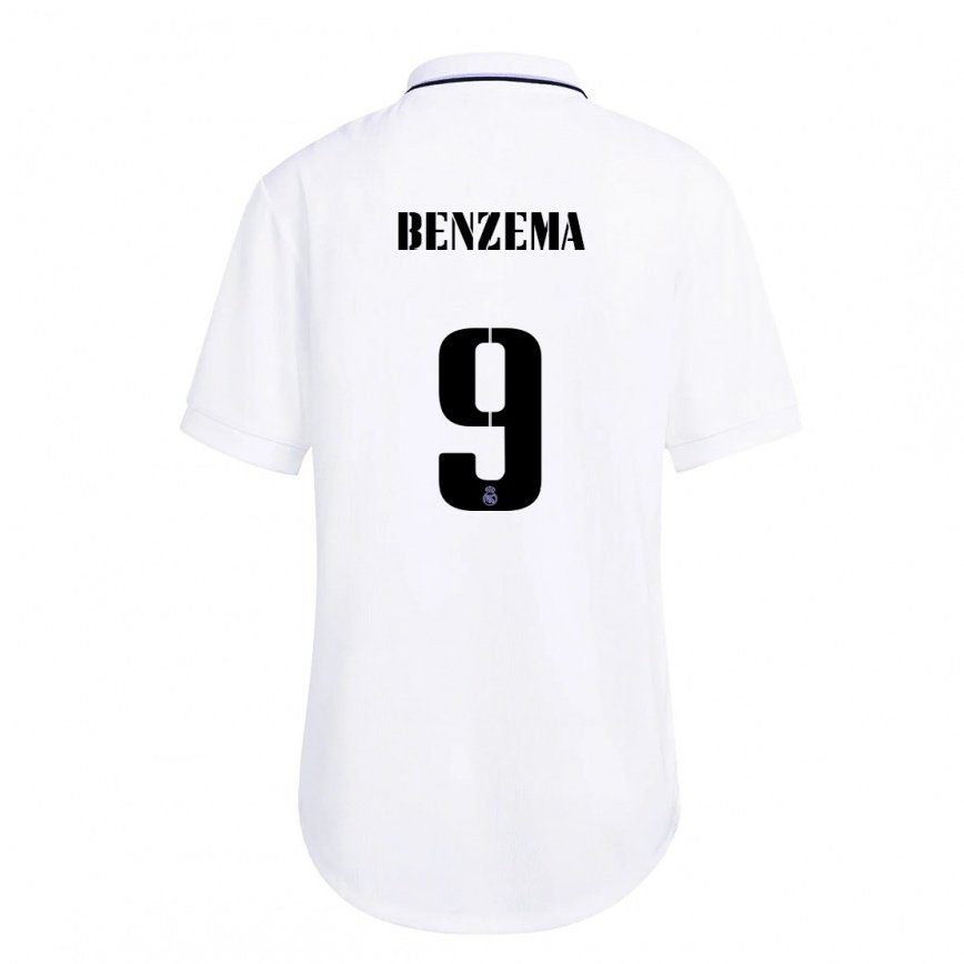 メンズフットボールカリム・ベンゼマ#9紫のホワイトホームシャツ2022/23ジャージーユニフォーム