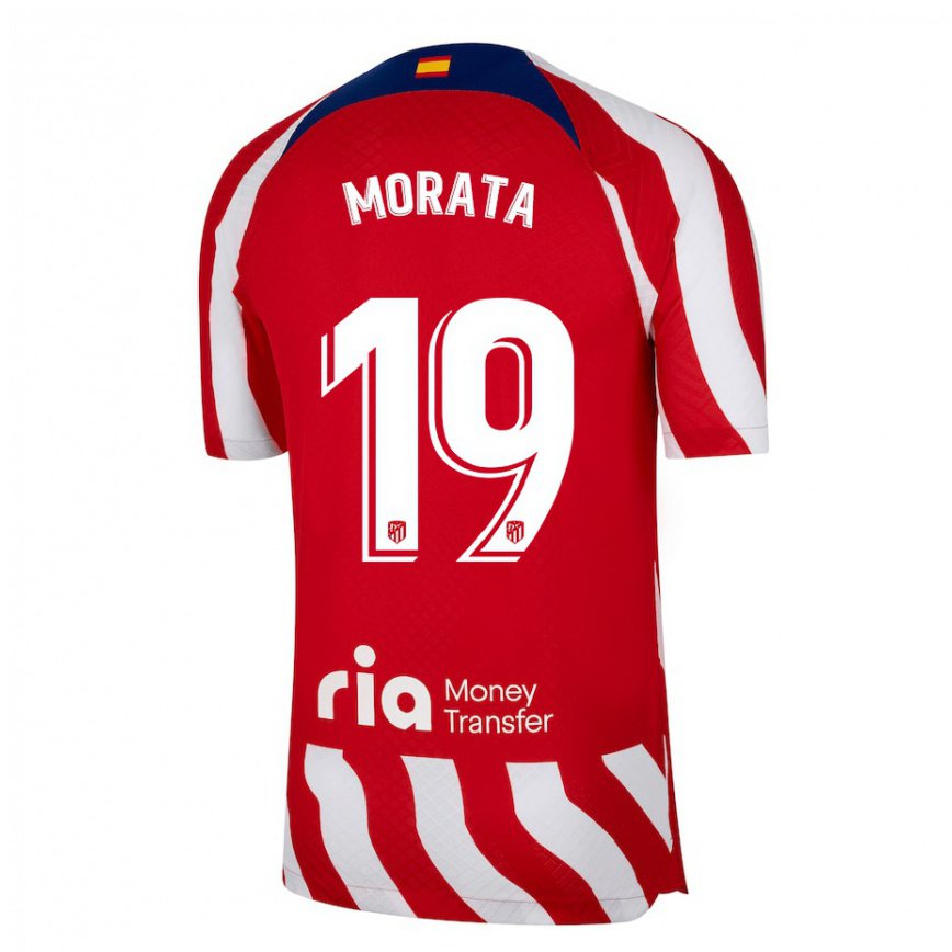 メンズフットボールアルバロ・モラタ#19青いレッド ホワイトホームシャツ2022/23ジャージーユニフォーム