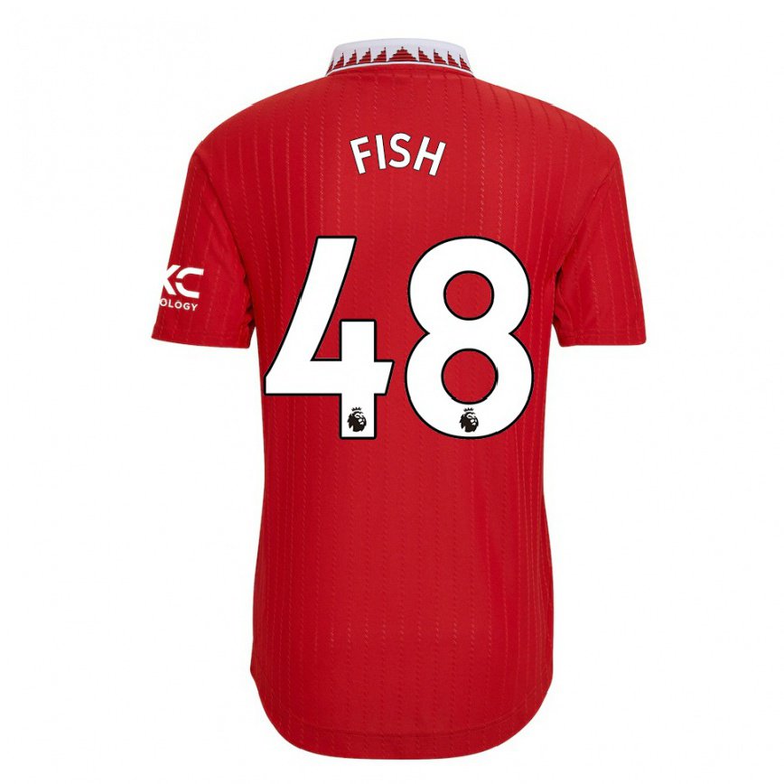 メンズフットボールウィル・フィッシュ#48レッドホームシャツ2022/23ジャージーユニフォーム