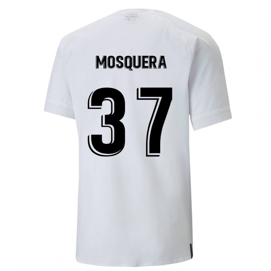 メンズフットボールクリスティアン・モスケラ#37クリーミーホワイトホームシャツ2022/23ジャージーユニフォーム