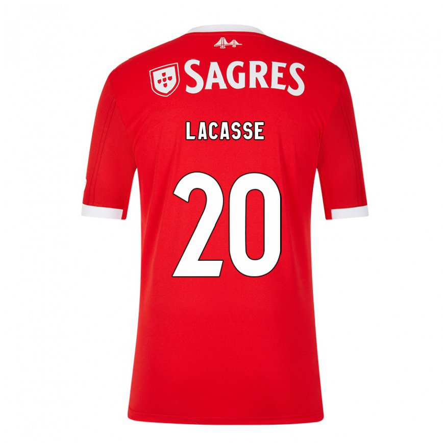 メンズフットボールクロエ・ラカス#20ネオンレッドホームシャツ2022/23ジャージーユニフォーム