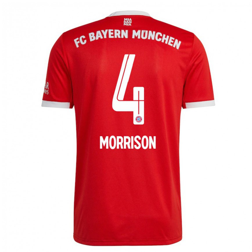 メンズフットボールリアム・モリソン#4ネオンレッド ホワイトホームシャツ2022/23ジャージーユニフォーム