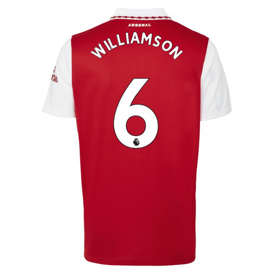 メンズフットボールリア・ウィリアムソン#6レッド ホワイトホームシャツ2022/23ジャージーユニフォーム