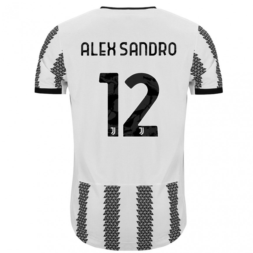 メンズフットボールアレックス・サンドロ#12ホワイトブラックホームシャツ2022/23ジャージーユニフォーム