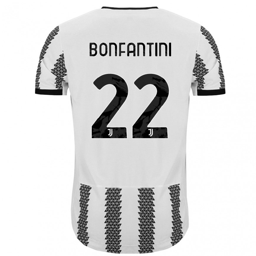 メンズフットボールアニェーゼ・ボンファンティーニ#22ホワイトブラックホームシャツ2022/23ジャージーユニフォーム
