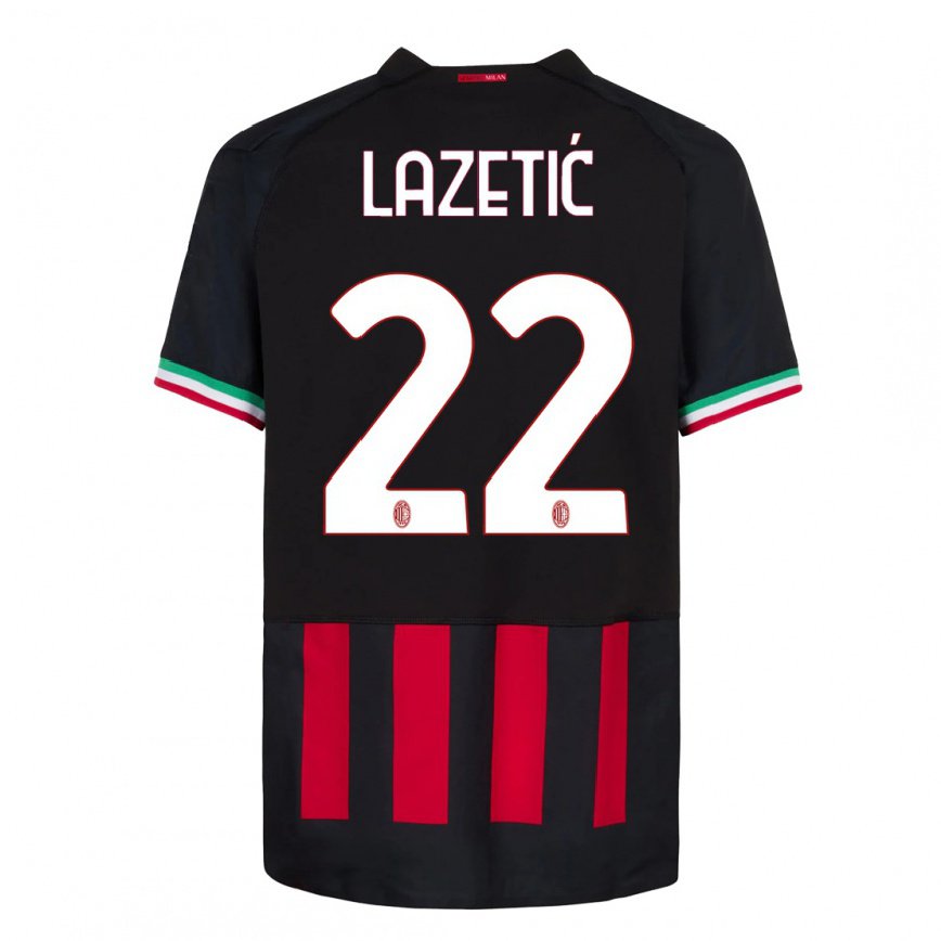 メンズフットボールマルコ・ラゼティッチ#22ブラックレッドホームシャツ2022/23ジャージーユニフォーム