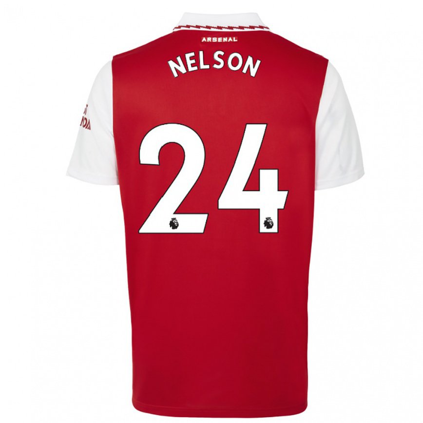 メンズフットボールリース・ネルソン#24レッド ホワイトホームシャツ2022/23ジャージーユニフォーム
