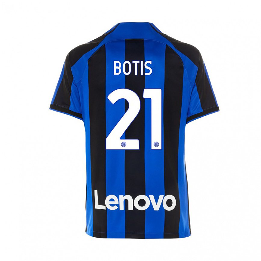 メンズフットボールニコラオス・ボティス#21ロイヤルブルーブラックホームシャツ2022/23ジャージーユニフォーム