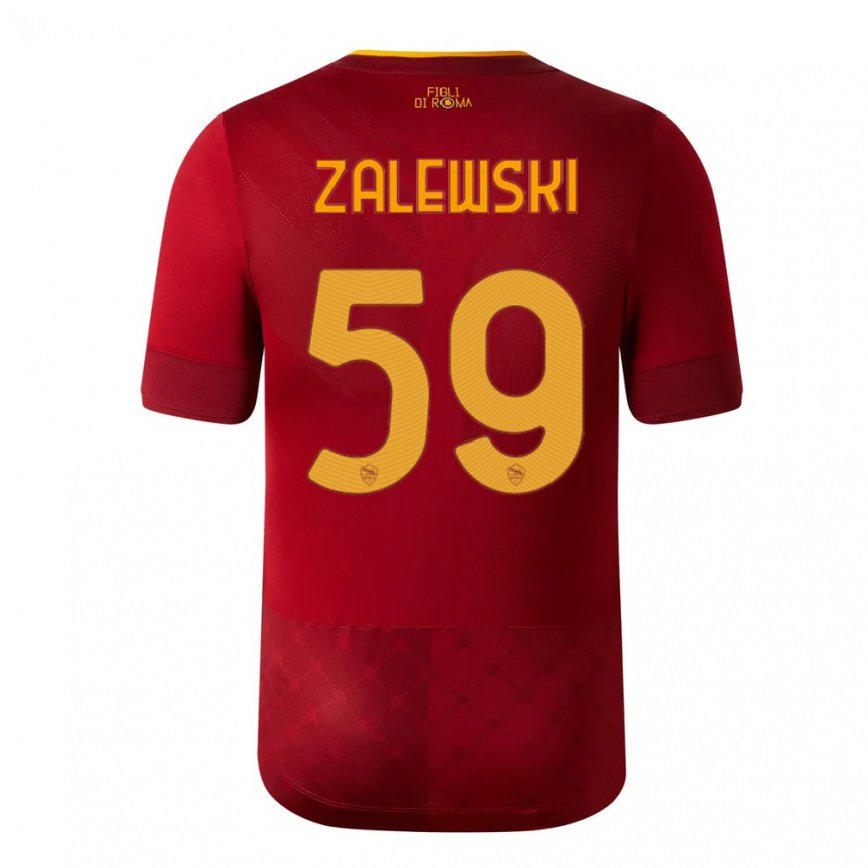 メンズフットボールニコラ・ザレフスキ#59ブラウンレッドホームシャツ2022/23ジャージーユニフォーム