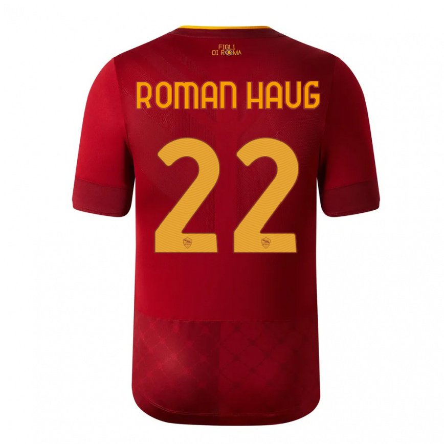 メンズフットボールソフィー・ローマン・ハウグ#22ブラウンレッドホームシャツ2022/23ジャージーユニフォーム