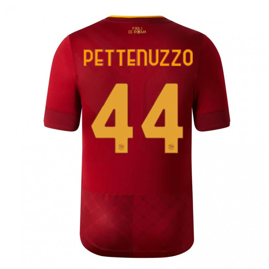 メンズフットボールtecla Pettenuzzo#44ブラウンレッドホームシャツ2022/23ジャージーユニフォーム