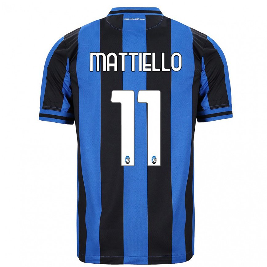 メンズフットボールフェデリコ・マッティエッロ#11ブルー ブラックホームシャツ2022/23ジャージーユニフォーム
