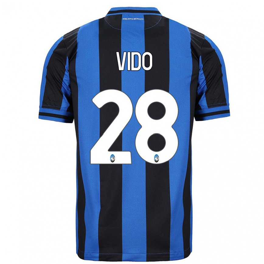 メンズフットボールルカ・ヴィド#28ブルー ブラックホームシャツ2022/23ジャージーユニフォーム