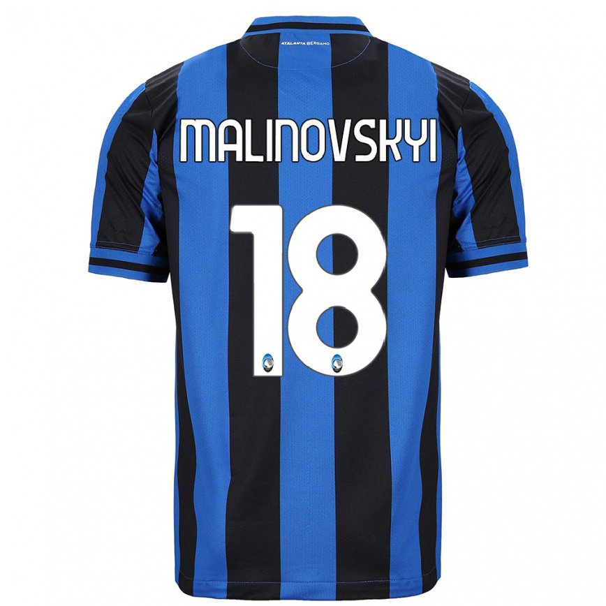 メンズフットボールルスラン・マリノフスキー#18ブルー ブラックホームシャツ2022/23ジャージーユニフォーム