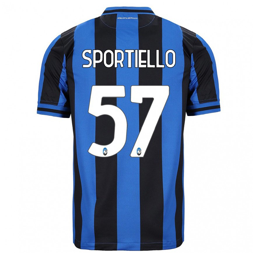 メンズフットボールマルコ・スポルティエッロ#57ブルー ブラックホームシャツ2022/23ジャージーユニフォーム