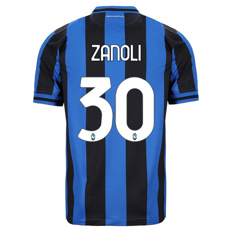 メンズフットボールマルティナ・ザノーリ#30ブルー ブラックホームシャツ2022/23ジャージーユニフォーム