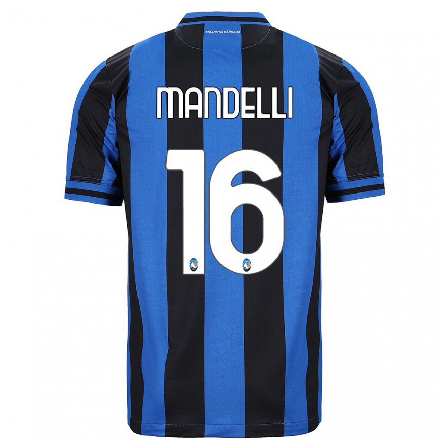 メンズフットボールジュリア・マンデリ#16ブルー ブラックホームシャツ2022/23ジャージーユニフォーム