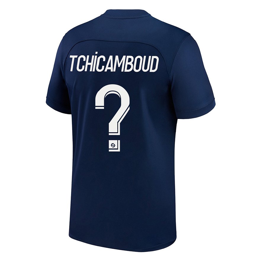 メンズフットボールクィレル・チカンバウド#0暗いブルーレッドホームシャツ2022/23ジャージーユニフォーム
