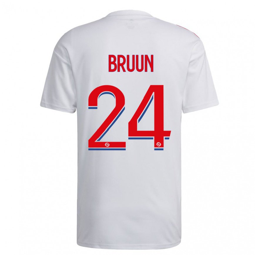 メンズフットボールシグネ・ブルーン#24ホワイト ブルーレッドホームシャツ2022/23ジャージーユニフォーム