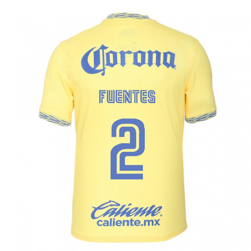 メンズフットボールルイス・フエンテス#2レモンイエローホームシャツ2022/23ジャージーユニフォーム
