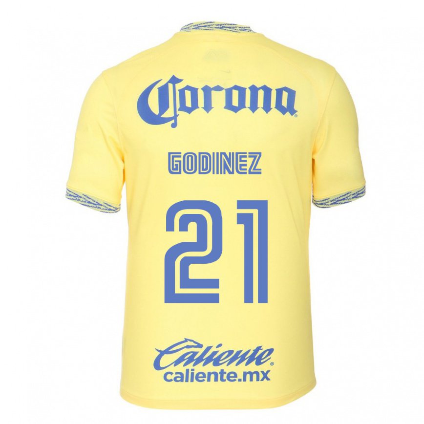 メンズフットボールアレクサンドラ・ゴディネス#21レモンイエローホームシャツ2022/23ジャージーユニフォーム