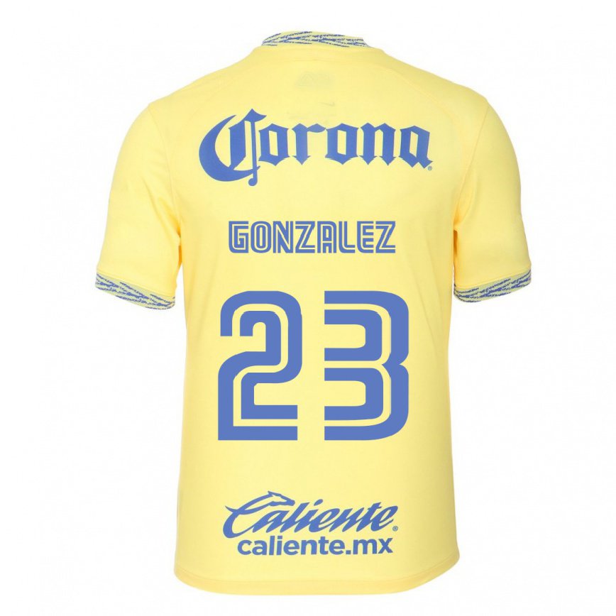 メンズフットボールイツェル・ゴンサレス#23レモンイエローホームシャツ2022/23ジャージーユニフォーム