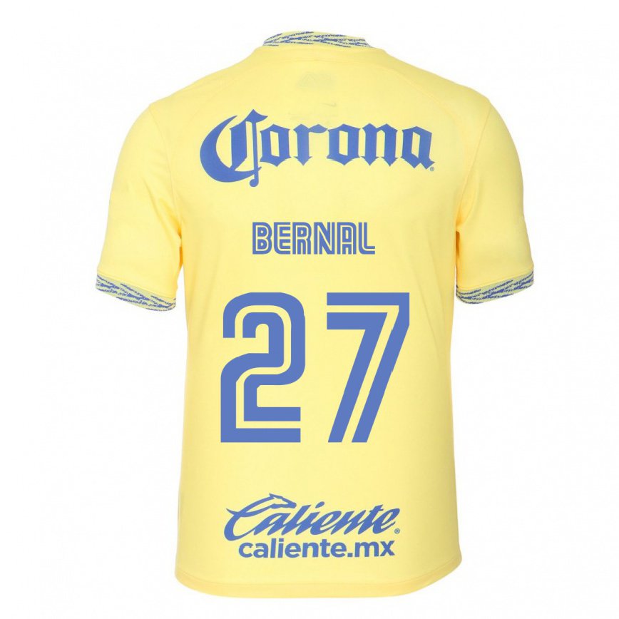 メンズフットボールマイラ・ペラヨ・ベルナル#27レモンイエローホームシャツ2022/23ジャージーユニフォーム
