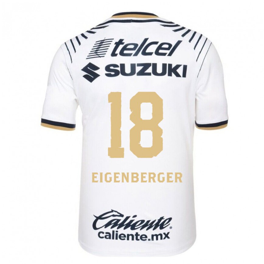 メンズフットボールチャンドラ・アイゲンバーガー#18ホワイトデニムホームシャツ2022/23ジャージーユニフォーム