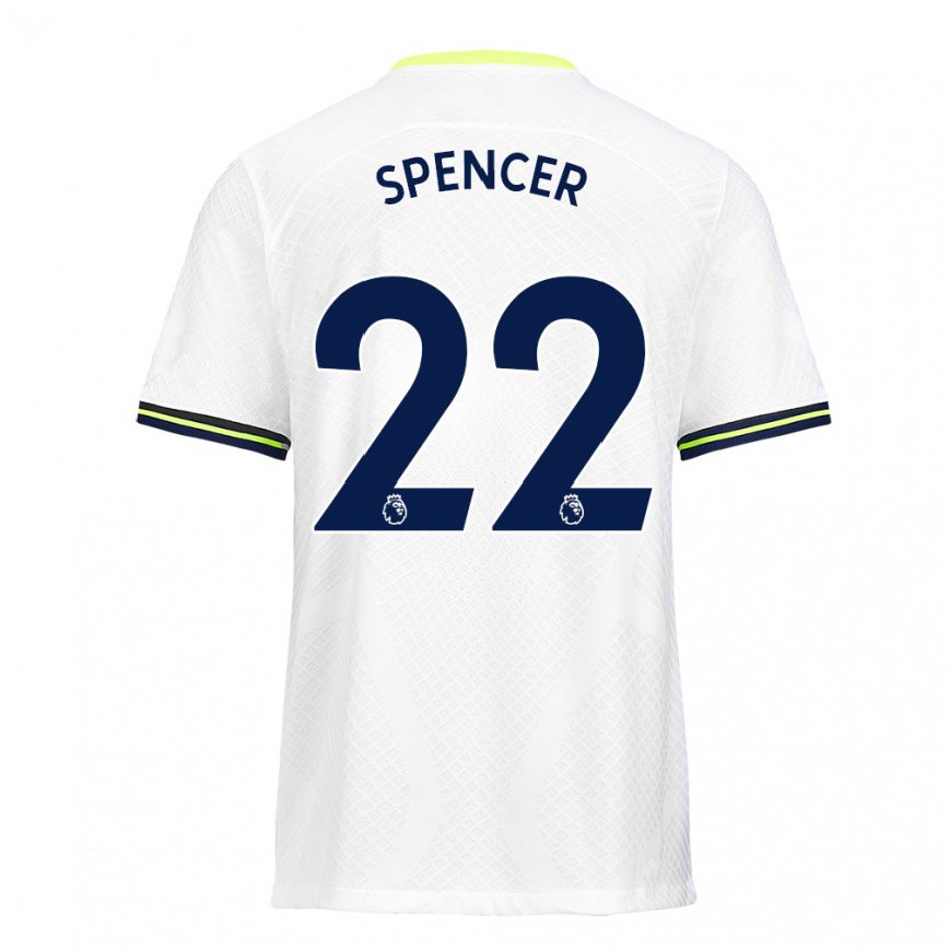 メンズフットボールレベッカ・スペンサー#22ホワイト グリーンホームシャツ2022/23ジャージーユニフォーム