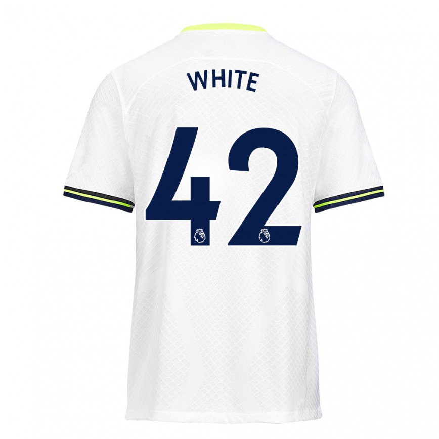 メンズフットボールハーヴェイ・ホワイト#42ホワイト グリーンホームシャツ2022/23ジャージーユニフォーム