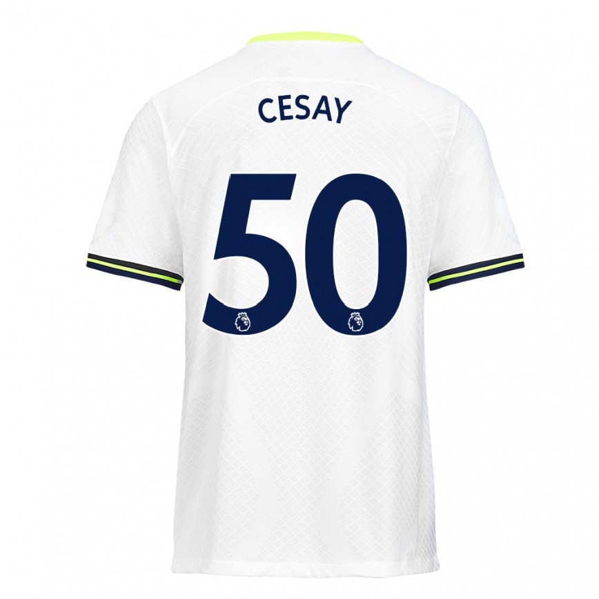 メンズフットボールカルム・セサイ#50ホワイト グリーンホームシャツ2022/23ジャージーユニフォーム