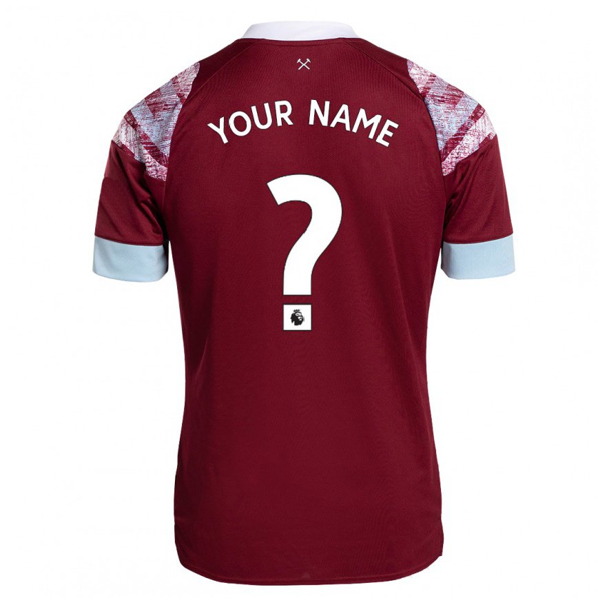 メンズフットボールあなたの名前#0クラレットホームシャツ2022/23ジャージーユニフォーム