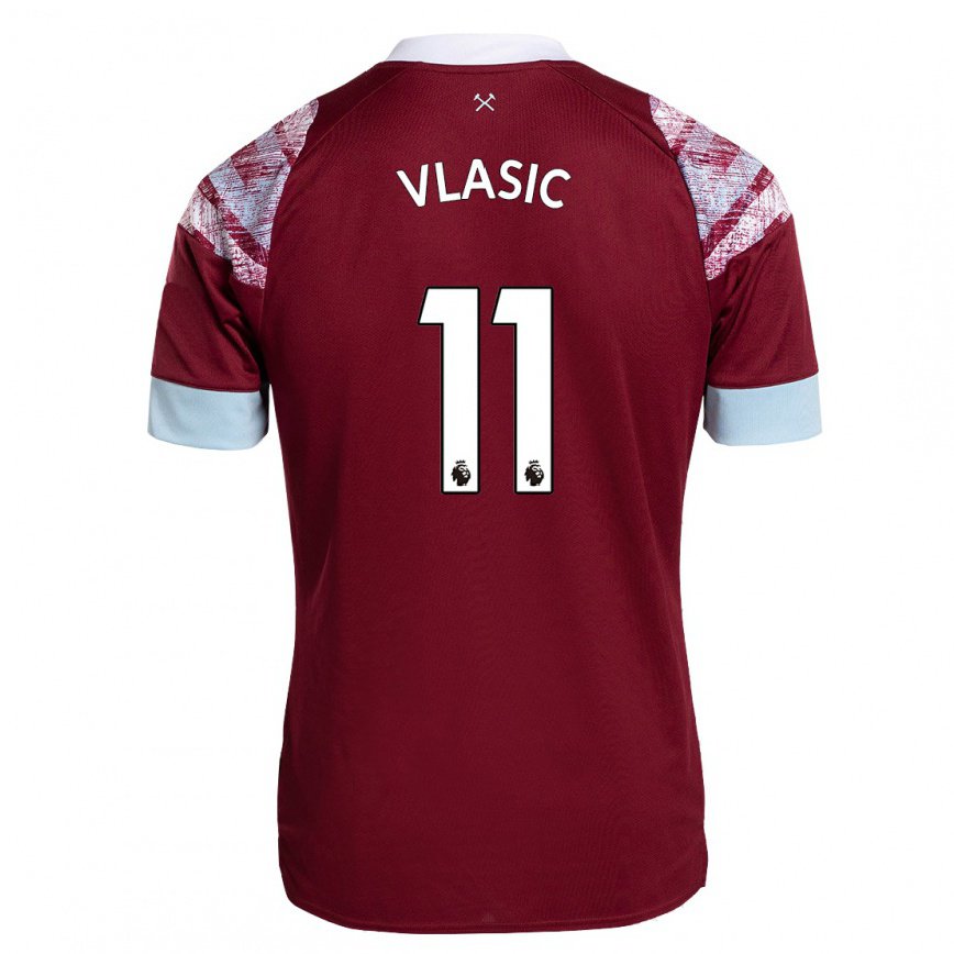 メンズフットボールニコラ・ヴラシッチ#11クラレットホームシャツ2022/23ジャージーユニフォーム