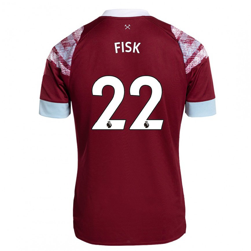 メンズフットボールグレース・フィスク#22クラレットホームシャツ2022/23ジャージーユニフォーム