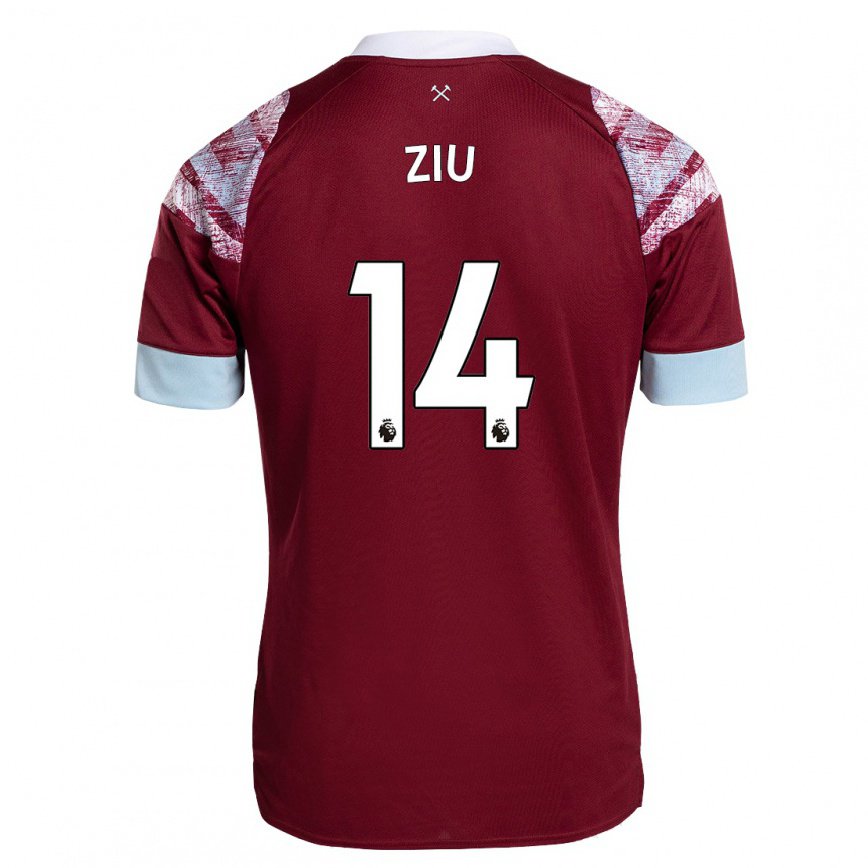 メンズフットボールジェシカ・ジウ#14クラレットホームシャツ2022/23ジャージーユニフォーム