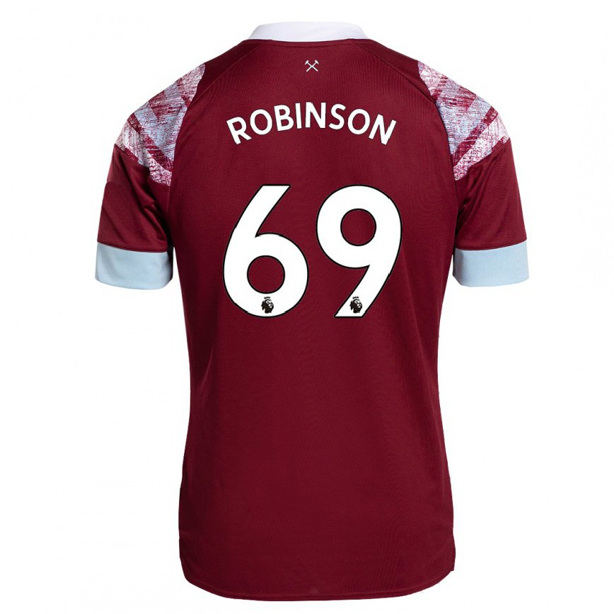 メンズフットボールジュニア・ロビンソン#69クラレットホームシャツ2022/23ジャージーユニフォーム