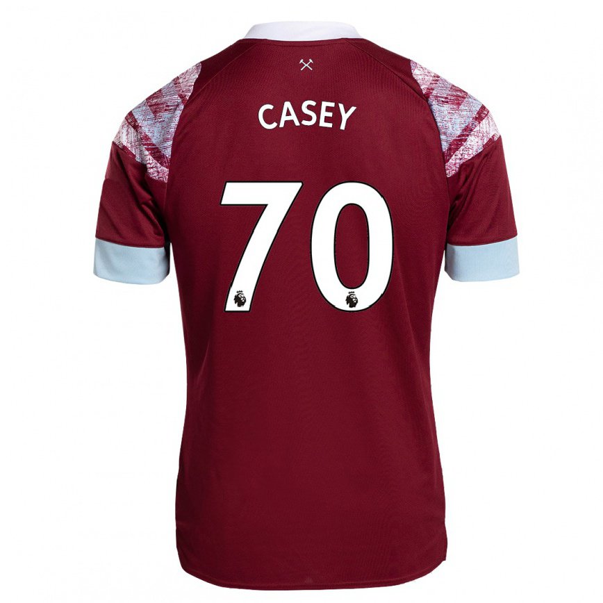 メンズフットボールケラン・ケイシー#70クラレットホームシャツ2022/23ジャージーユニフォーム
