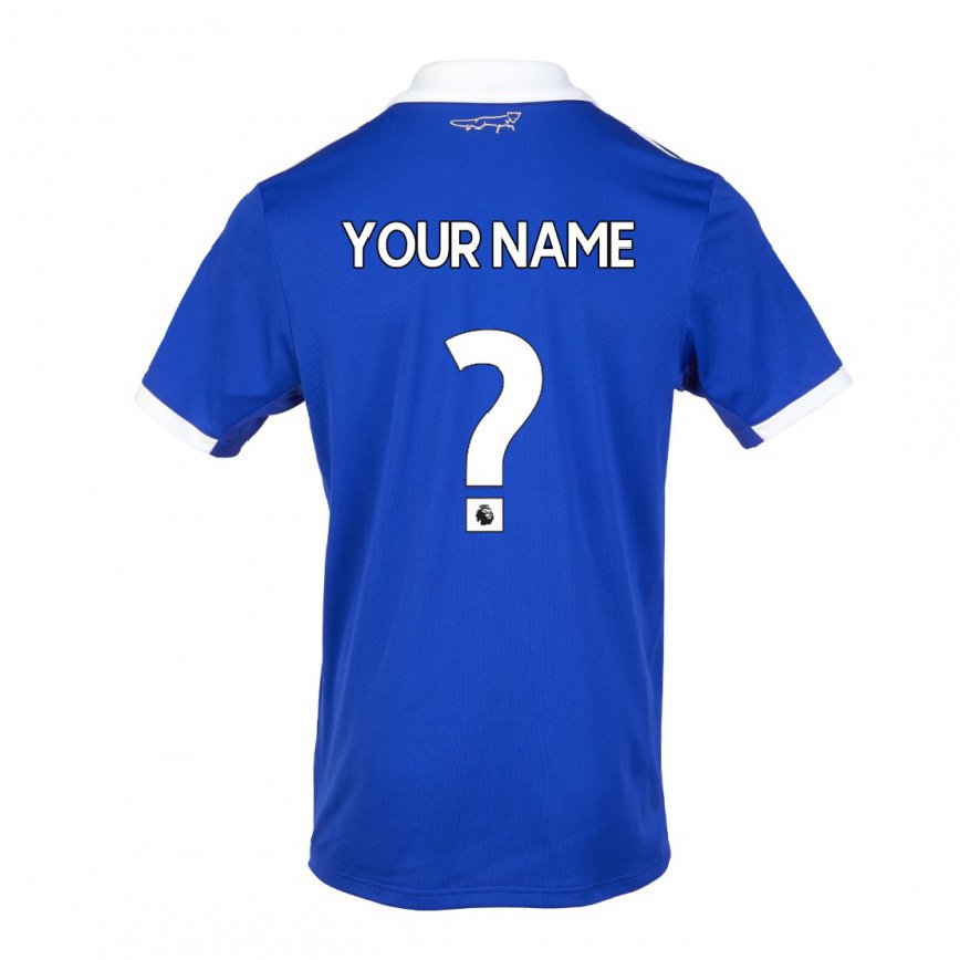 メンズフットボールあなたの名前#0ブルー ホワイトホームシャツ2022/23ジャージーユニフォーム