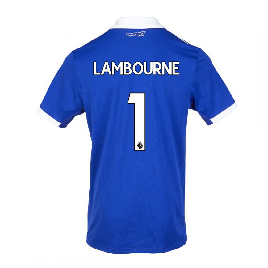 メンズフットボールデミ・ランボーン#1ブルー ホワイトホームシャツ2022/23ジャージーユニフォーム