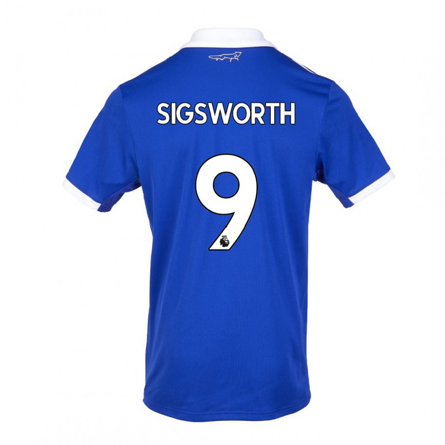メンズフットボールジェシカ・シグスワース#9ブルー ホワイトホームシャツ2022/23ジャージーユニフォーム