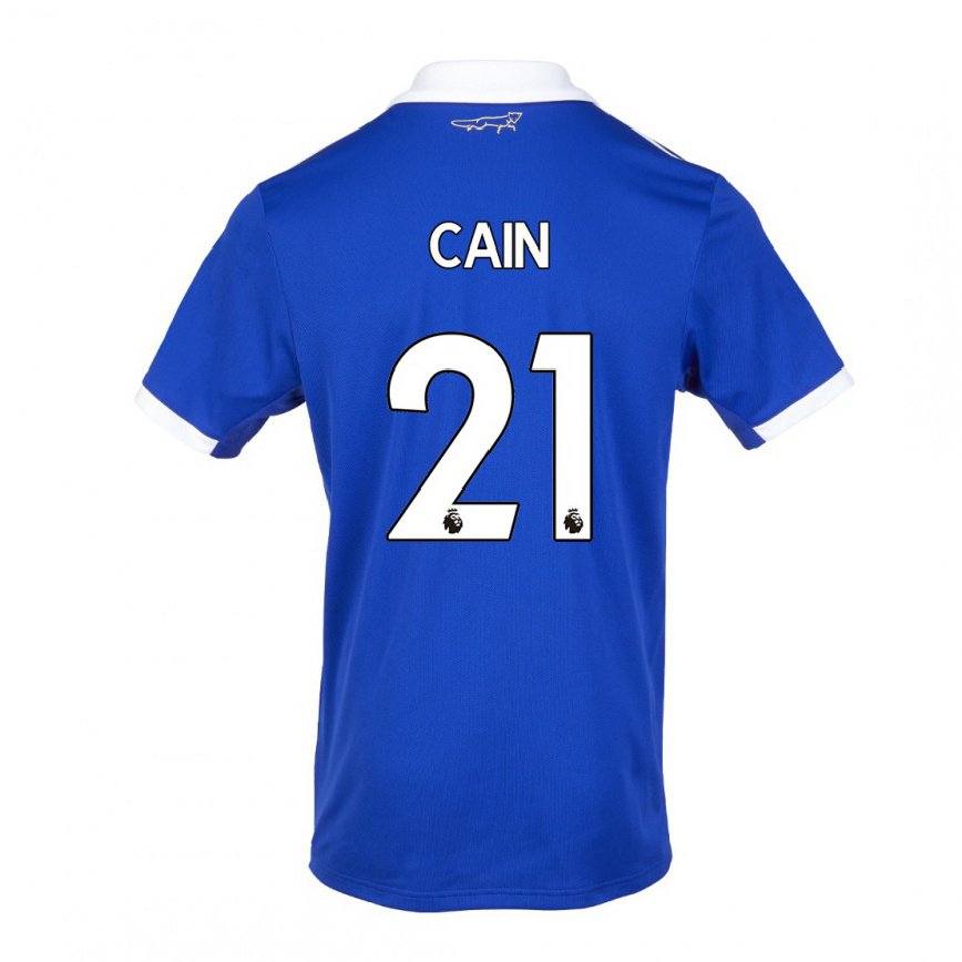 メンズフットボールハンナ・ケイン#21ブルー ホワイトホームシャツ2022/23ジャージーユニフォーム