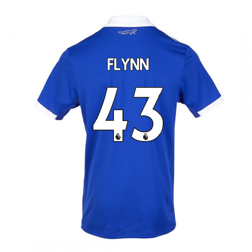 メンズフットボールシェーン・フリン#43ブルー ホワイトホームシャツ2022/23ジャージーユニフォーム