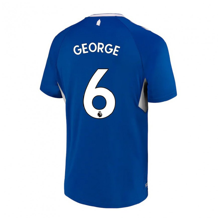メンズフットボールギャビー・ジョージ#6ダークブルーホワイトホームシャツ2022/23ジャージーユニフォーム